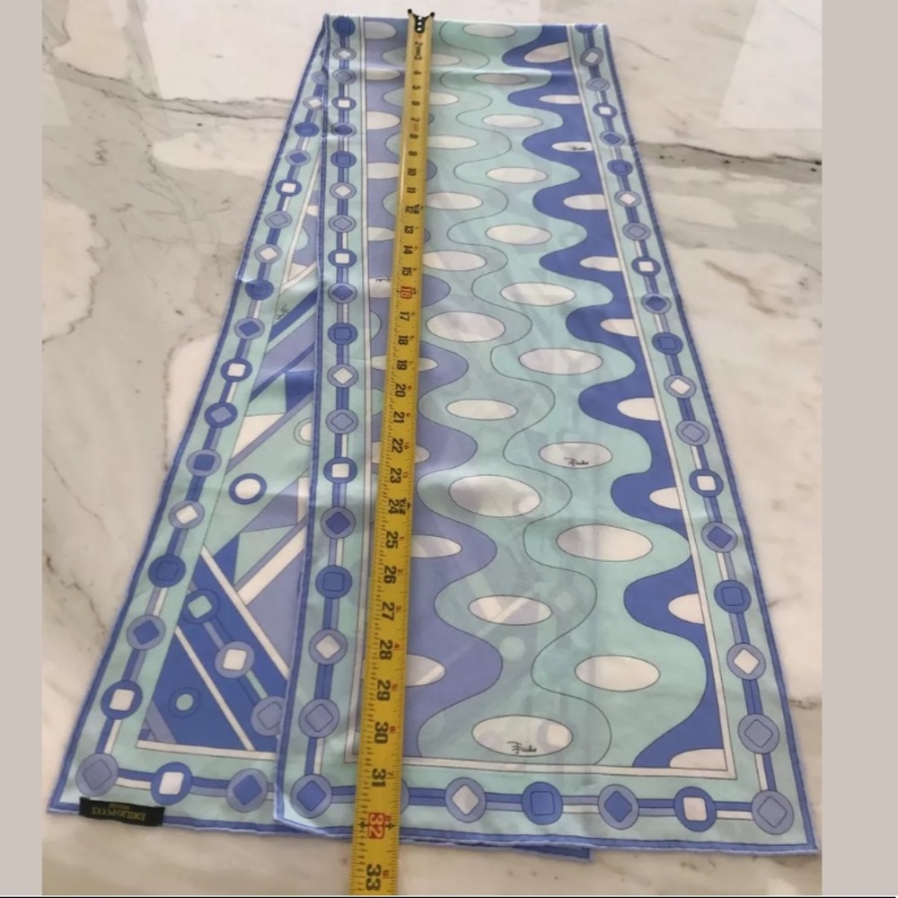 EMILIO PUCCI BLUE LAVENDER SILK OBLONG SCARF NWOTS! - Picture 10 of 14